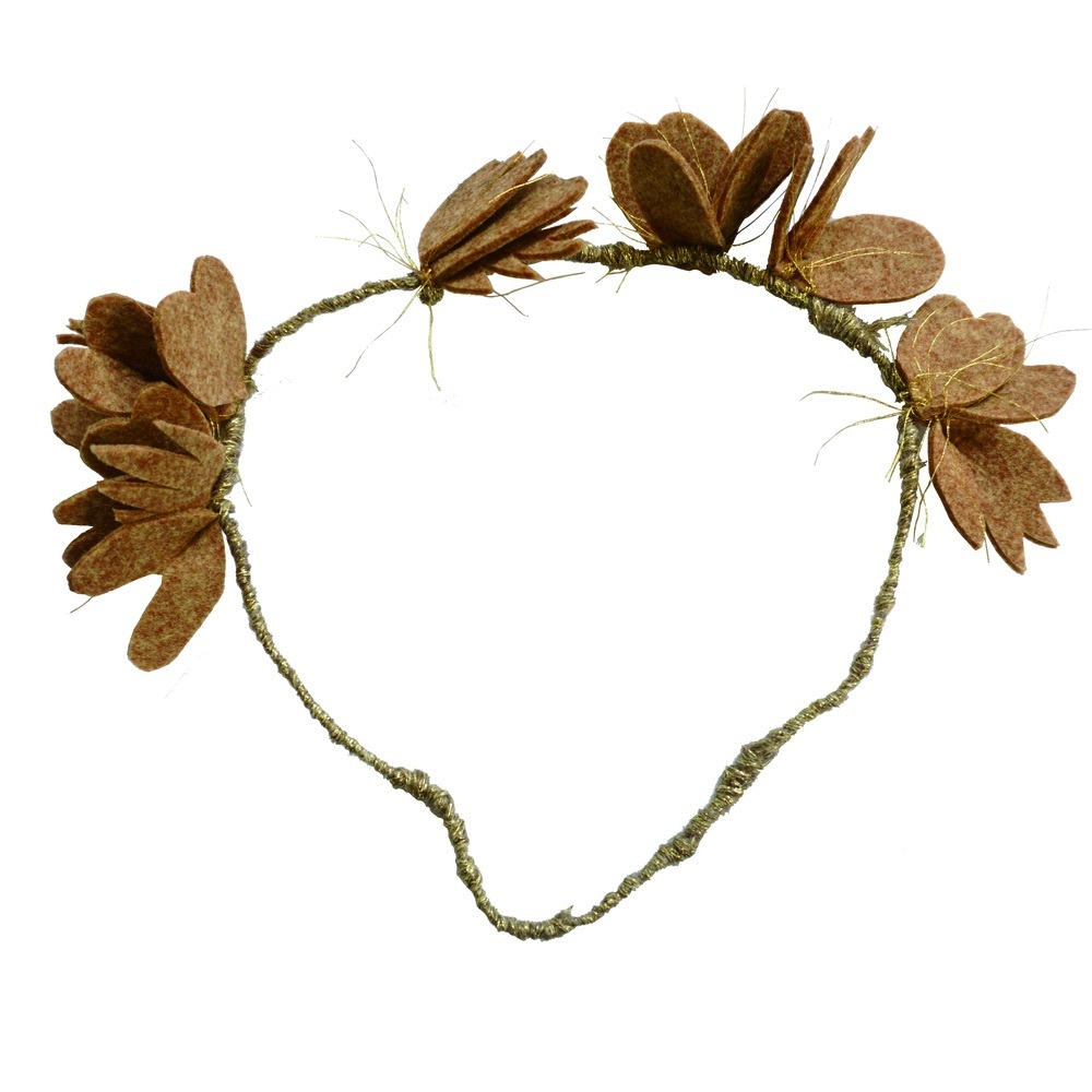 NWT/Boutique Tambere Brown & Gold Felt Floral Headband